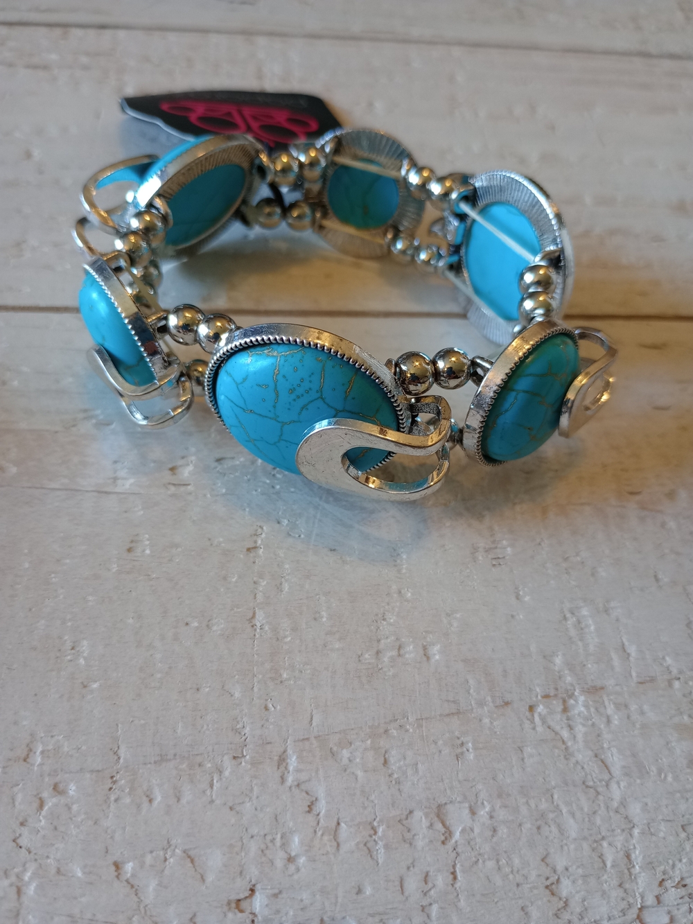 paparazzi Turquoise Stone Stretch Bracelet with Silver Accents